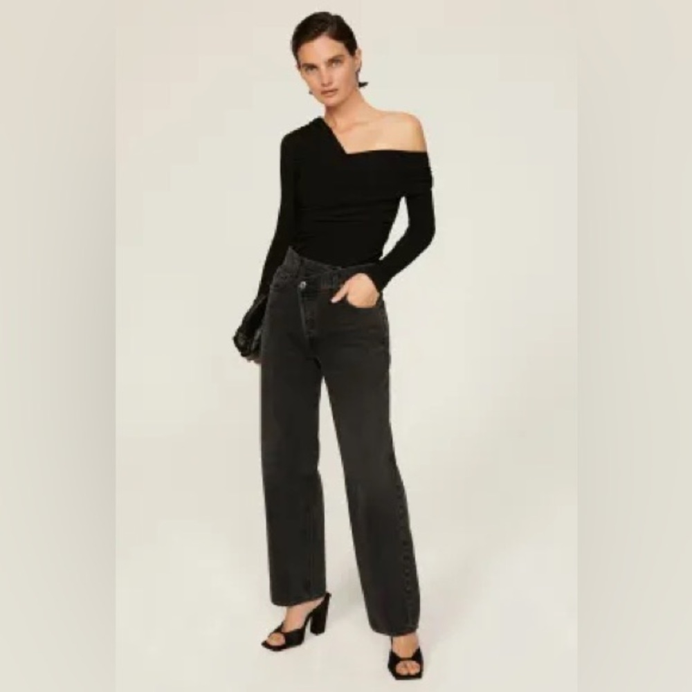Agolde Black Criss cross wide leg jeans size 33